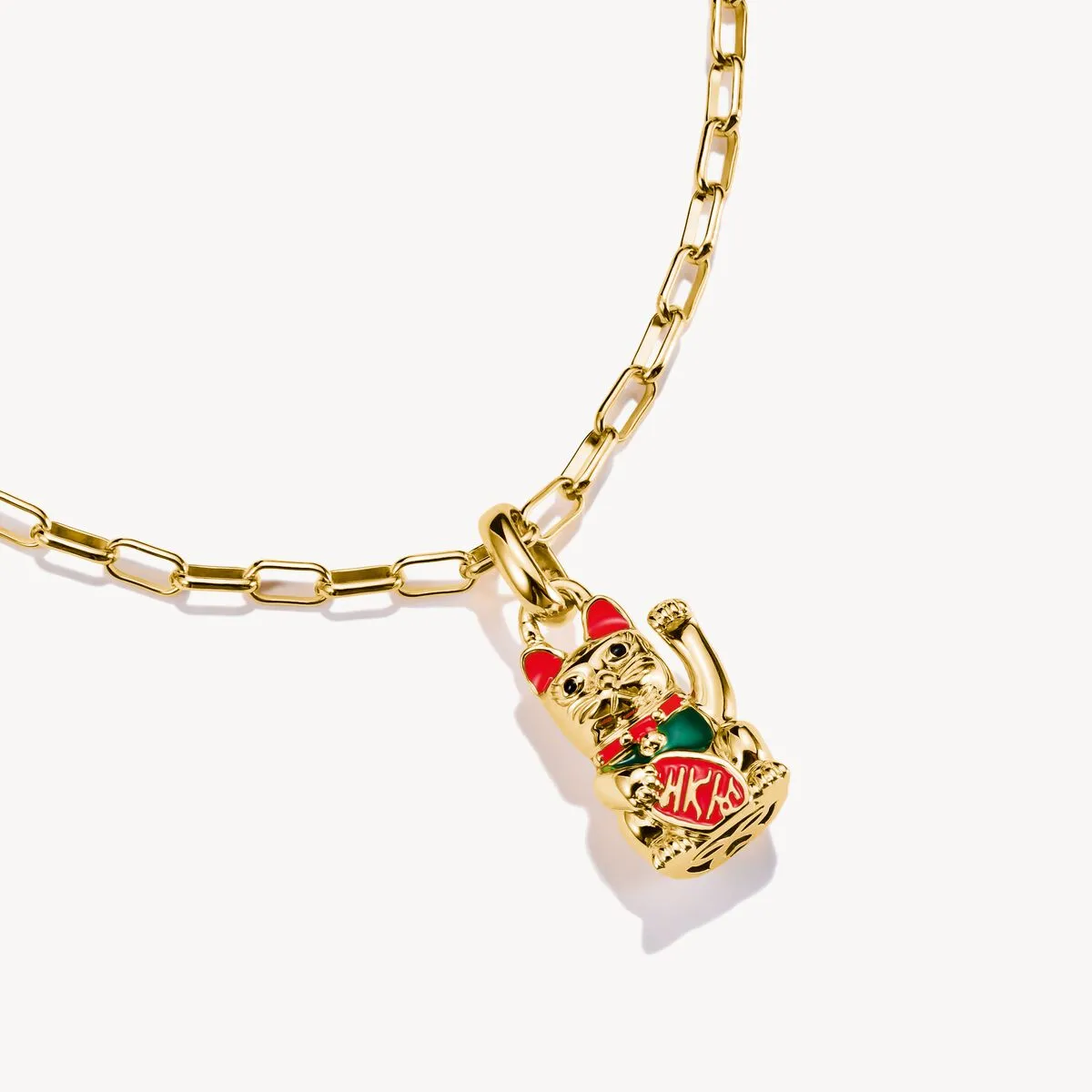 Thomas Sabo 18ct Gold Plated Enamel Waving Cat Connect Charm