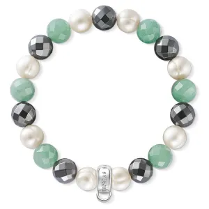 Thomas Sabo Bracelet Charm Aventurine Hematite Pearl 18.5cm
