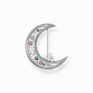 Thomas Sabo Brooch crescent moon with coloured stones silver