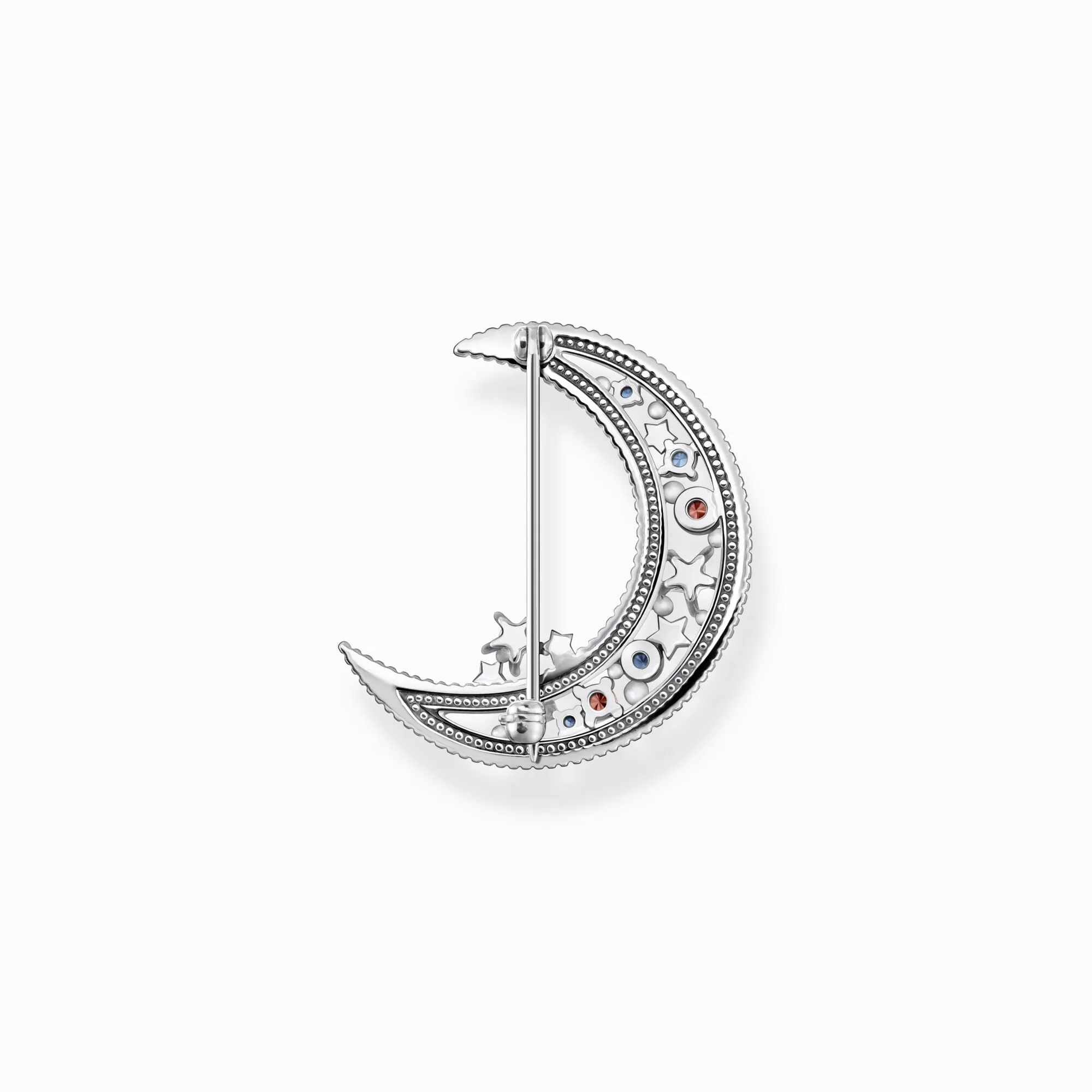 Thomas Sabo Brooch crescent moon with coloured stones silver