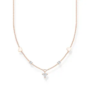 Thomas Sabo Charm Club Rose Gold Plated Sterling Silver Hearts Necklace