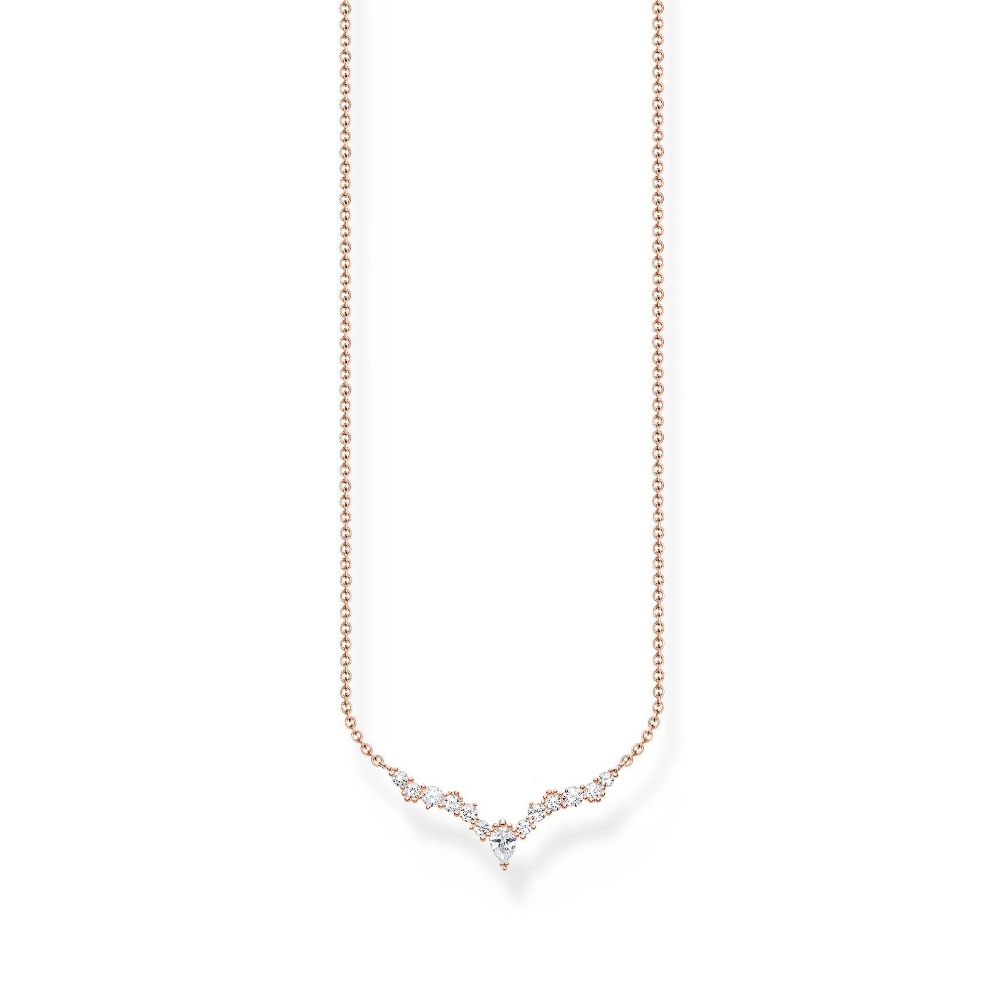 Thomas Sabo Charm Club Rose Gold Sterling Silver Ice Crystals Necklace