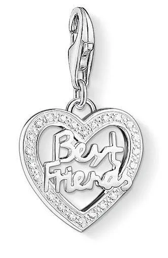 Thomas Sabo Charm Club Silver Zirconia Best Friends Heart Charm D