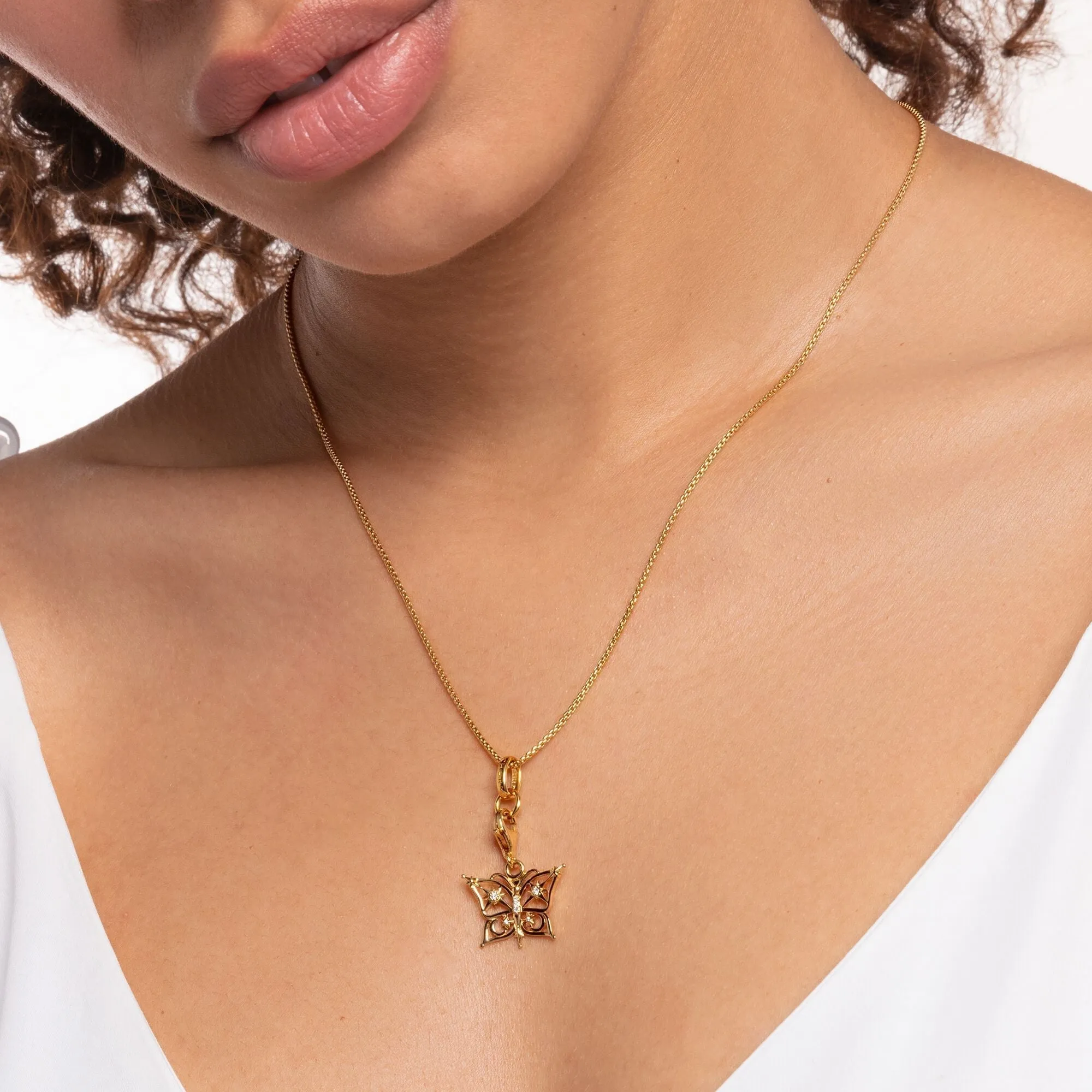 Thomas Sabo Charm Club Sterling Silver Gold Plated Star Moon Butterfly Charm D