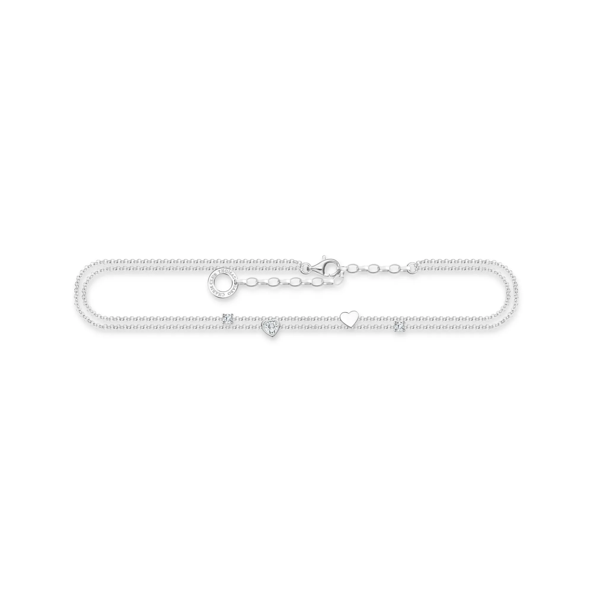 Thomas Sabo Charm Club Sterling Silver Hearts Anklet