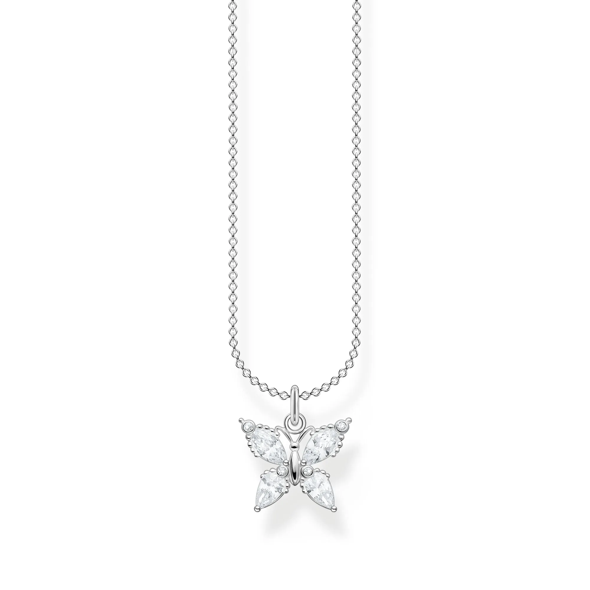 Thomas Sabo Charm Club Sterling Silver White CZ Butterfly Necklace