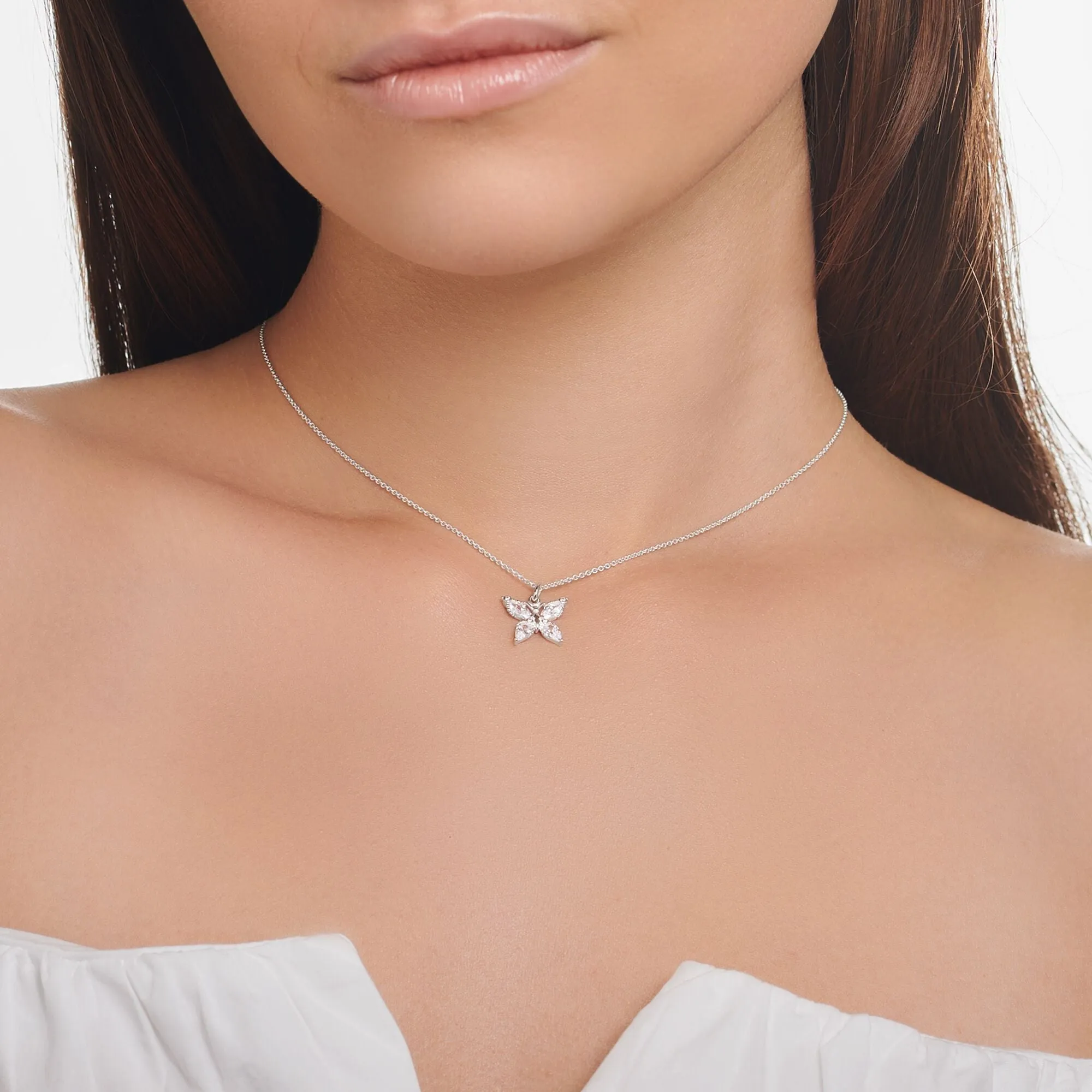 Thomas Sabo Charm Club Sterling Silver White CZ Butterfly Necklace