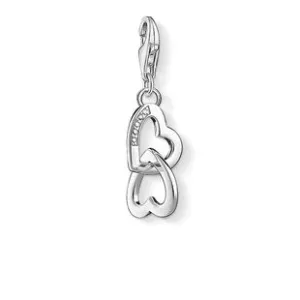 Thomas Sabo Charm Club Sterling Silver White Diamond Hearts Charm