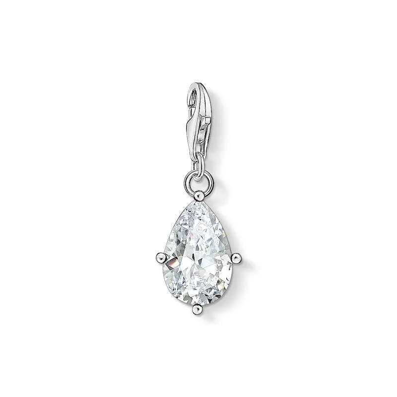 Thomas Sabo Charm Club Sterling Silver White Stone Droplet Charm Pendant