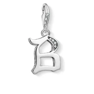 Thomas Sabo Charm Club Sterling Silver White Zirconia Letter B Charm D