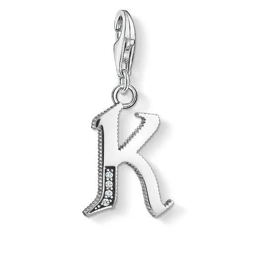 Thomas Sabo Charm Club Sterling Silver White Zirconia Letter K Charm D