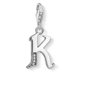 Thomas Sabo Charm Club Sterling Silver White Zirconia Letter K Charm D