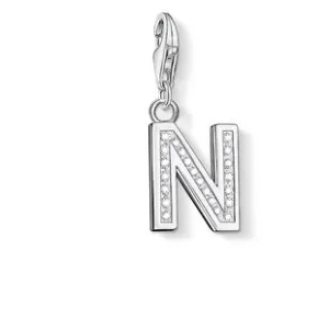 Thomas Sabo Charm Club Sterling Silver White Zirconia Letter N Charm D