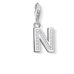 Thomas Sabo Charm Club Sterling Silver White Zirconia Letter N Charm D