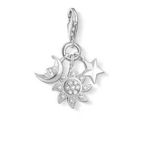 Thomas Sabo Charm Club Sterling Silver White Zirconia Sun Moon And Star Charm