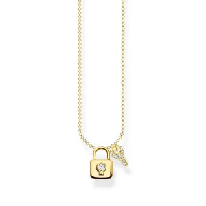 Thomas Sabo Charm Club Sterling Silver Yellow Gold Plated Lock With Key Necklace D