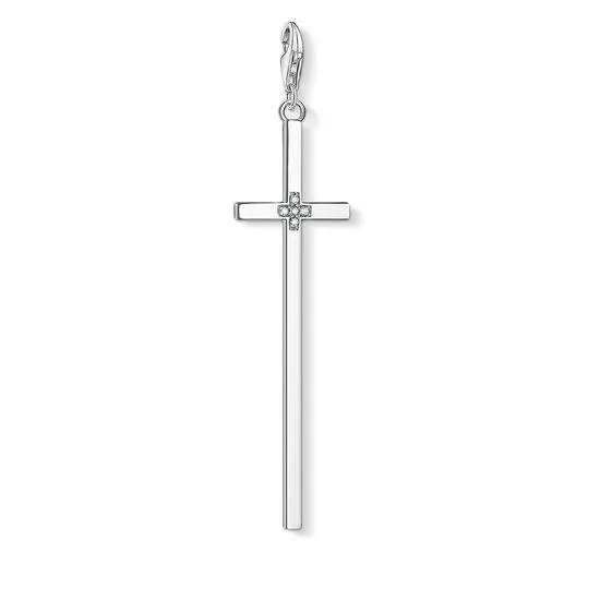 Thomas Sabo Charm Club Sterling Silver Zirconia Cross Charm Pendant D