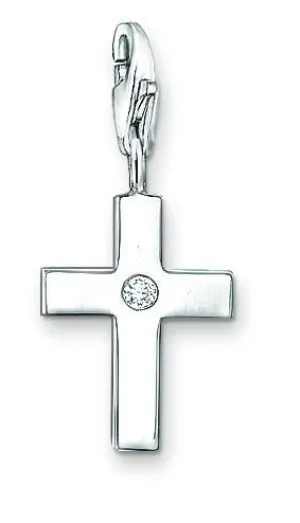 Thomas Sabo Charm Club Sterling Silver Zirconia Cross Charm