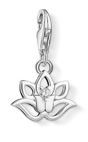 Thomas Sabo Charm Club Sterling Silver Zirconia Lotus Flower Charm