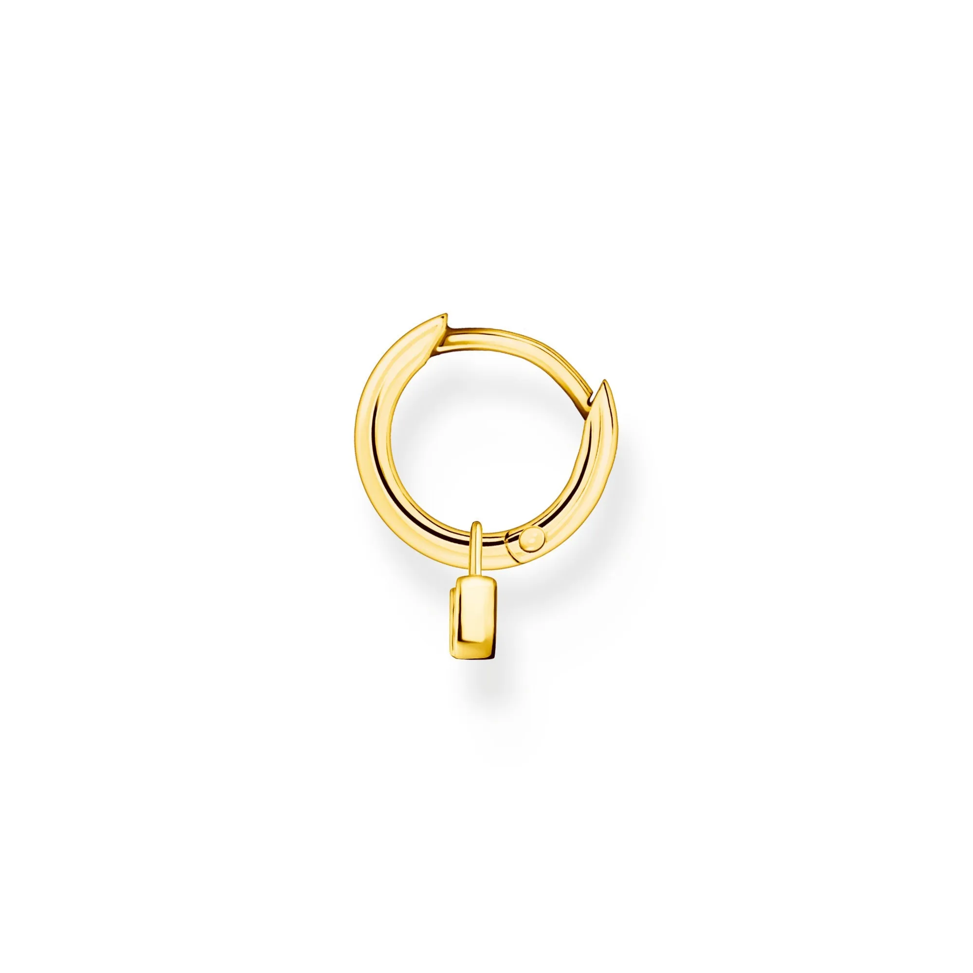 Thomas Sabo Charm Club Yellow Gold Plated Sterling Silver Padlock Hoop Earring D