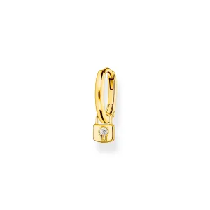 Thomas Sabo Charm Club Yellow Gold Plated Sterling Silver Padlock Hoop Earring D