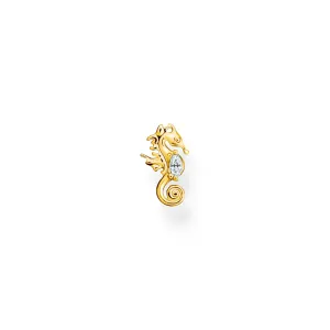 Thomas Sabo Charm Club Yellow Gold Plated Sterling Silver Seahorse Single Ear Stud D