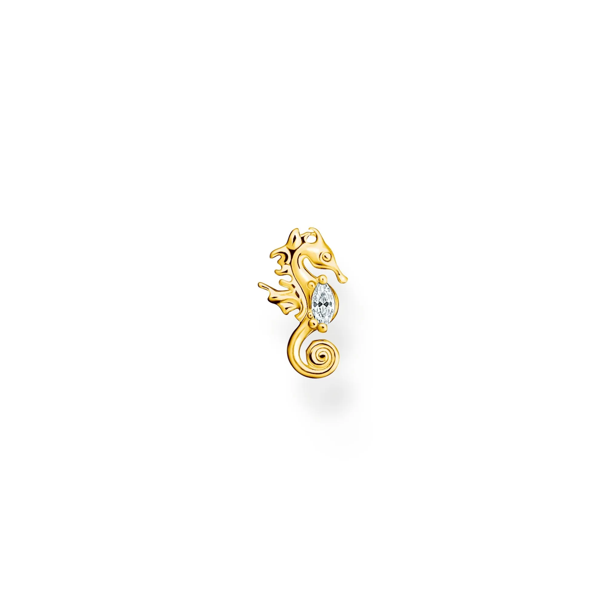 Thomas Sabo Charm Club Yellow Gold Plated Sterling Silver Seahorse Single Ear Stud D