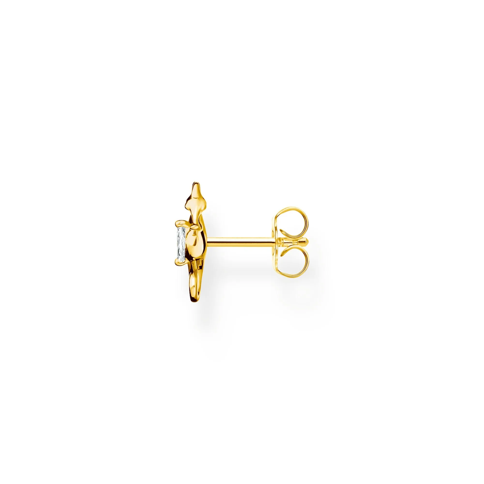 Thomas Sabo Charm Club Yellow Gold Plated Sterling Silver Seahorse Single Ear Stud D