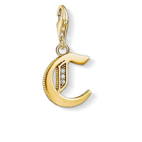 Thomas Sabo Charm Club Yellow Gold White Zirconia Letter C Charm D