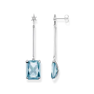 Thomas Sabo Earrings with Aquamarine-Coloured Stone and Star Silver