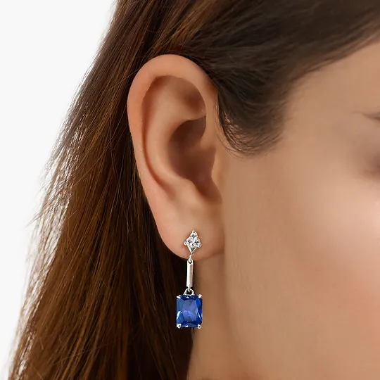 Thomas Sabo Earrings with blue and white stones silver