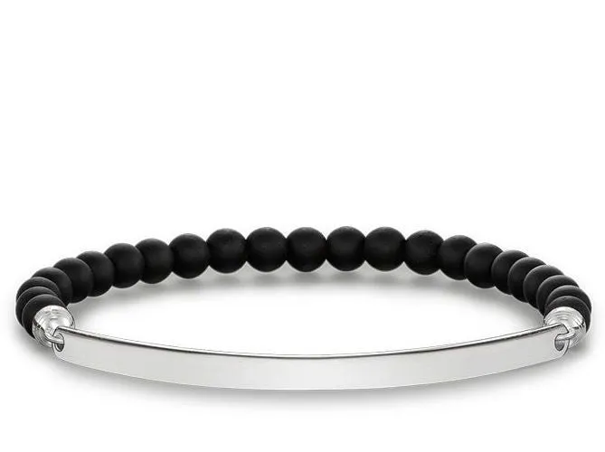 Thomas Sabo Glam And Soul Matt Black Obsidian Silver 16cm Bracelet