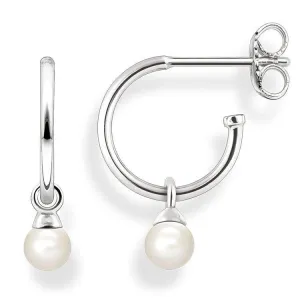 Thomas Sabo Glam And Soul Silver Pearl Hinged Hoop Earrings