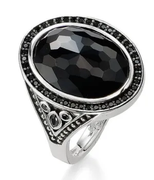 Thomas Sabo Glam And Soul Sterling Silver Black Onyx Cocktail Ring