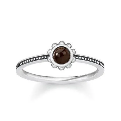 Thomas Sabo Glam and Soul Sterling Silver Ethnic Tigers Eye Flower Ring D