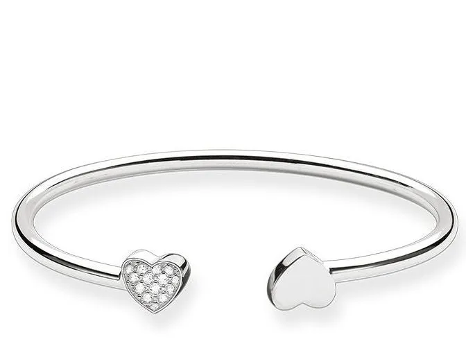 Thomas Sabo Glam And Soul Sterling Silver Zirconia Heart Bangle Medium