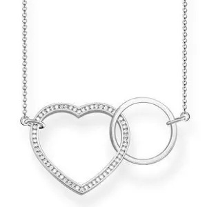 Thomas Sabo Glam And Soul Sterling Silver Zirconia Together Heart Large Necklace D