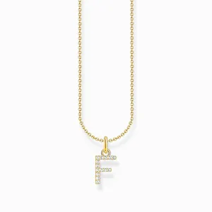 Thomas Sabo Gold Plated Sterling Silver Letter F Necklace