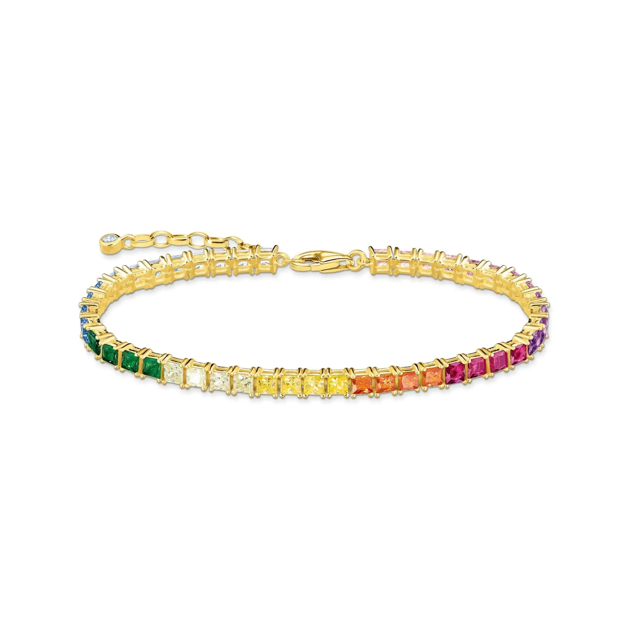 Thomas Sabo Gold Plated Sterling Silver Tennis Colourful Stone Bracelet