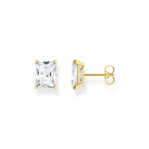 Thomas Sabo Gold Plated Sterling Silver White Stone Stud Earrings