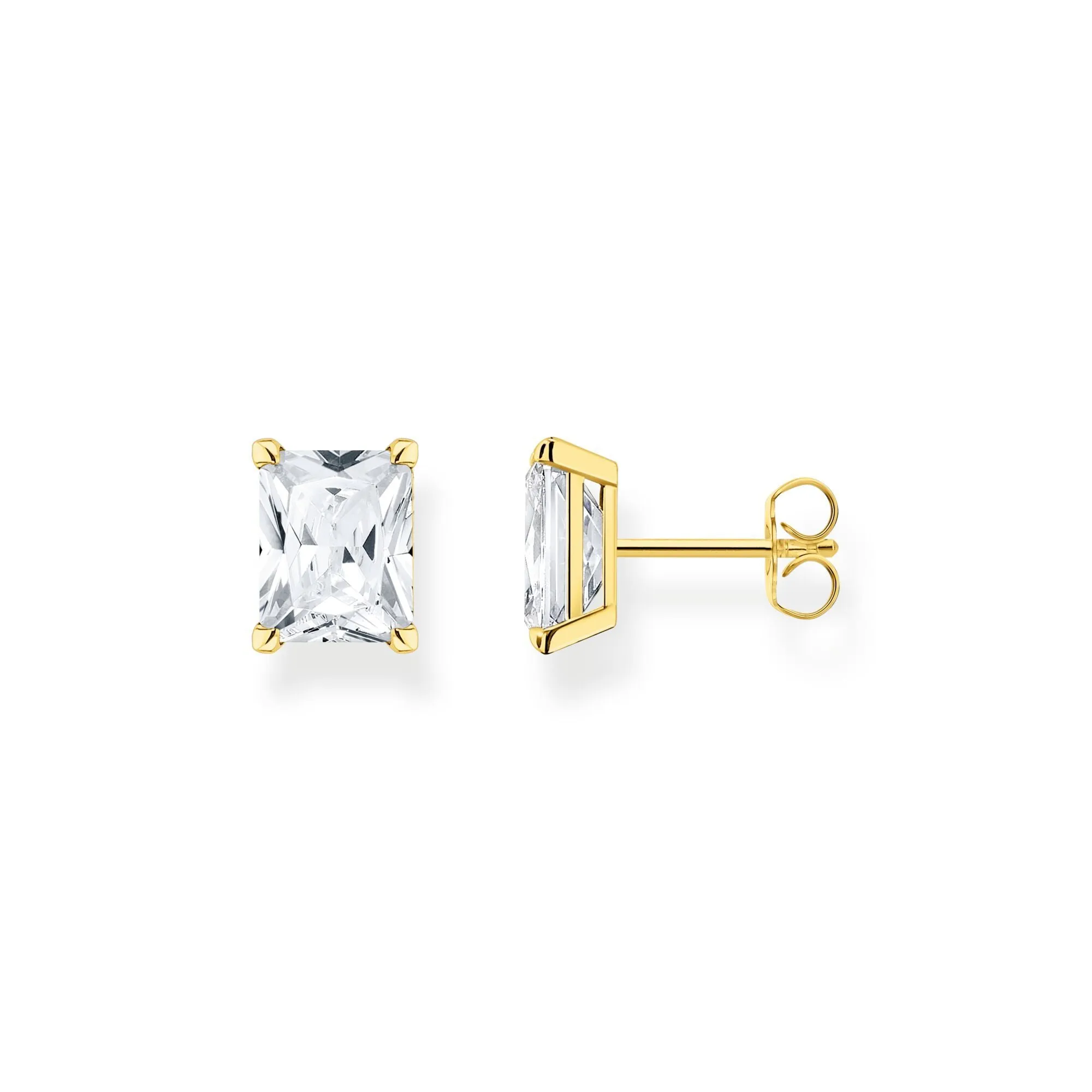 Thomas Sabo Gold Plated Sterling Silver White Stone Stud Earrings