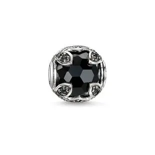 Thomas Sabo Karma Beads Sterling Silver Black Onyx Black Zirconia Lotus Charm
