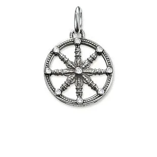 Thomas Sabo Karma Beads Sterling Silver White Zirconia Small Karma Wheel Pendant