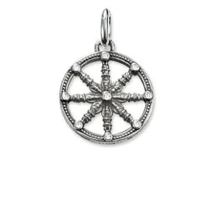 Thomas Sabo Karma Beads Sterling Silver White Zirconia Small Karma Wheel Pendant
