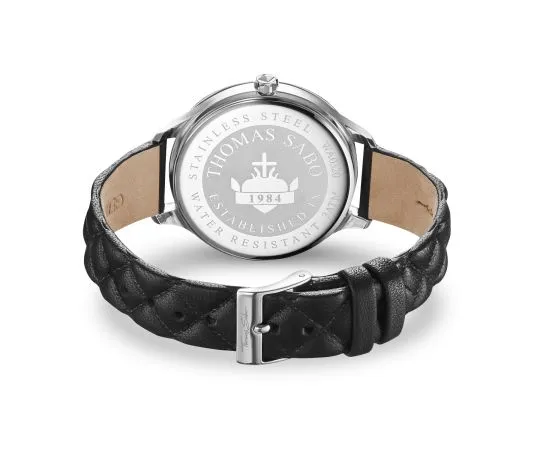 THOMAS SABO Ladies Rebel Black Leather Watch