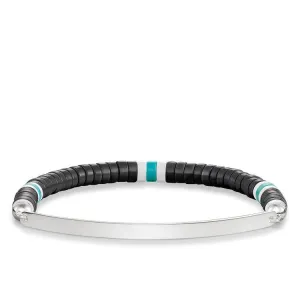 Thomas Sabo Love Bridge Sterling Silver Obsidian White Agate Turquoise Ethno Bracelet D