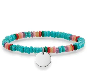 Thomas Sabo Love Bridge Turquoise Hot Pink Red Bamboo Coral Malachite Agate Amethyst Silver 16.5cm Bracelet