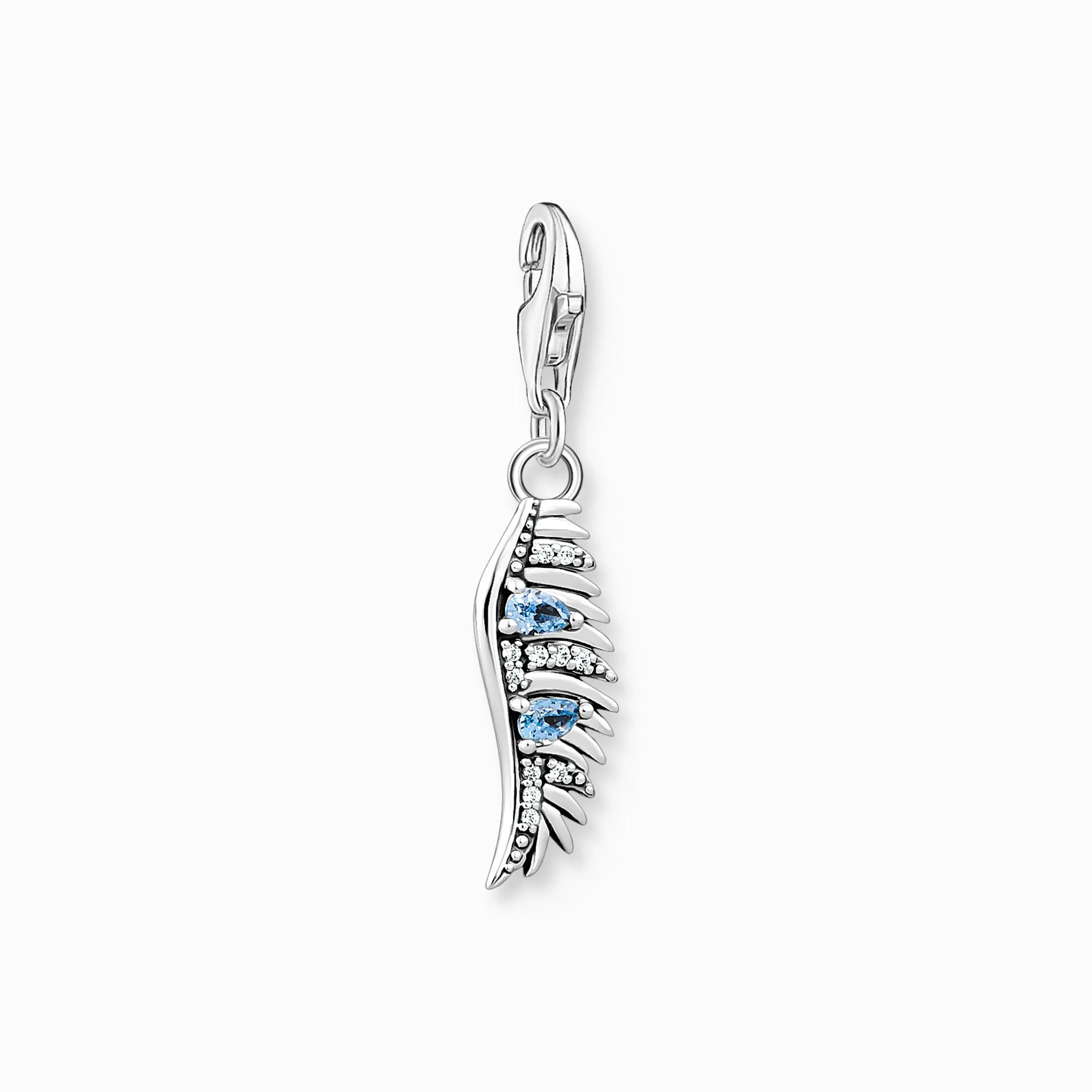 Thomas Sabo Phoenix Feather With Blue Stones Silver Pendant Charm