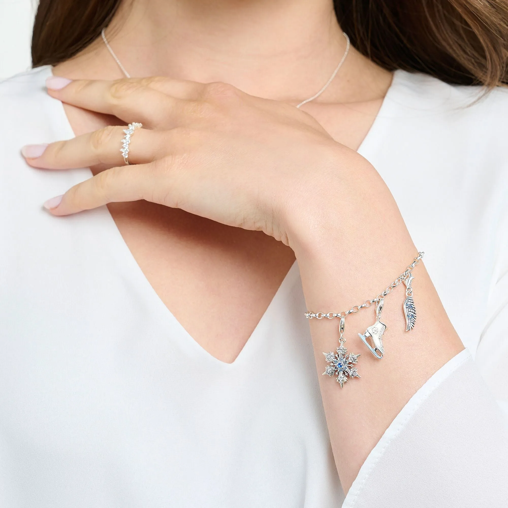 Thomas Sabo Phoenix Feather With Blue Stones Silver Pendant Charm