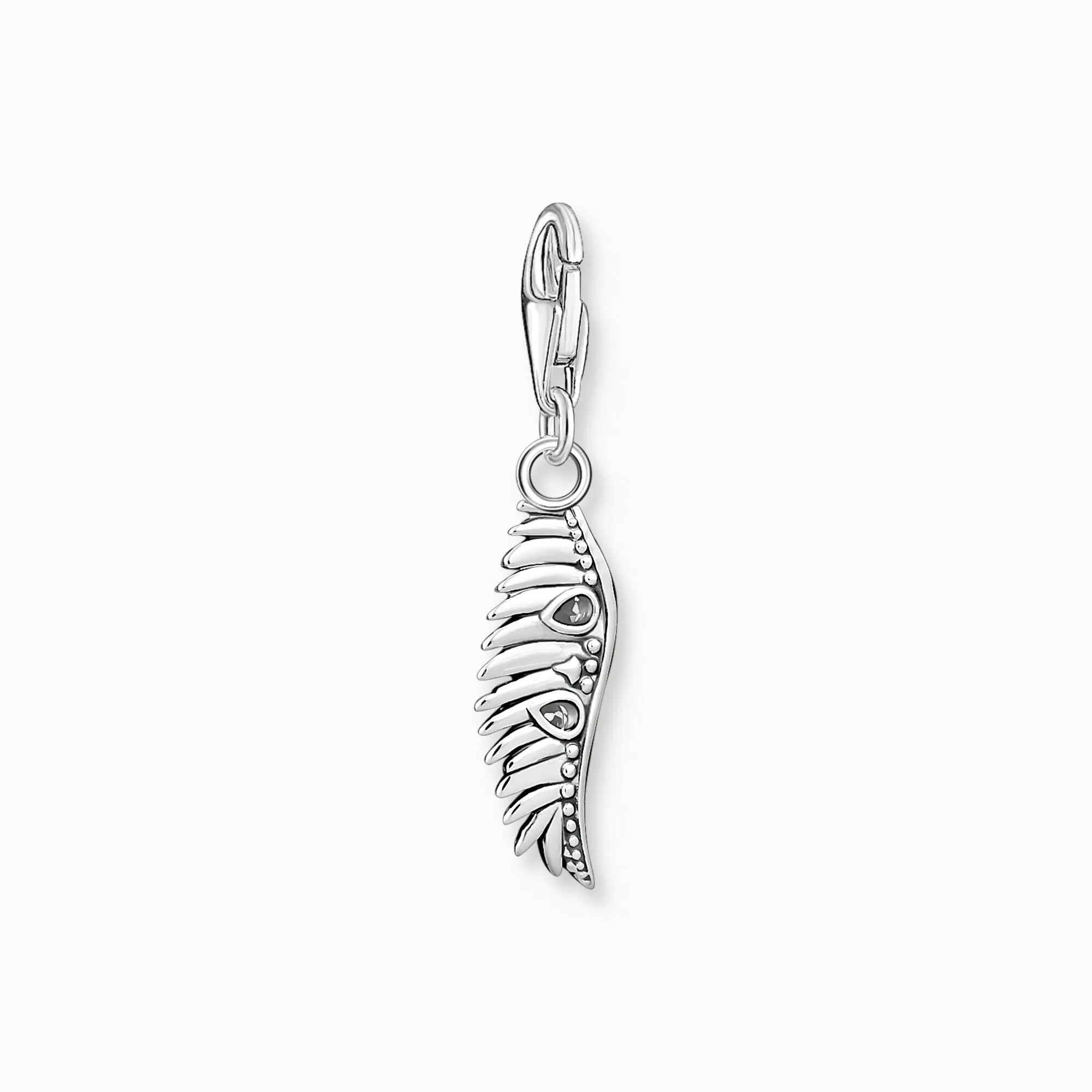 Thomas Sabo Phoenix Feather With Blue Stones Silver Pendant Charm